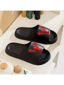 1 pair of new unisex slippers, red lobster surrounded by lemons, indoor/outdoor slippers, holiday gift slippers, women's home slippers, room slippers, birthday gift slippers, casual slippers