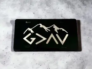 God is Greater than your Highs and Lows!Aluminum Laser Engraved Front License Tag.Looks great on your car or truck!