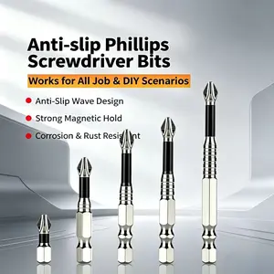 High Magnetic Screwdriver Bit Set 5PCS K5 Impact-Resistant Anti-Slip S2 Steel Drill Bits for Cordless & Electric Drills S2 High-Hardness Magnetic Crosshead ceramic driver bit titanium alloy non-slip cross head masonry