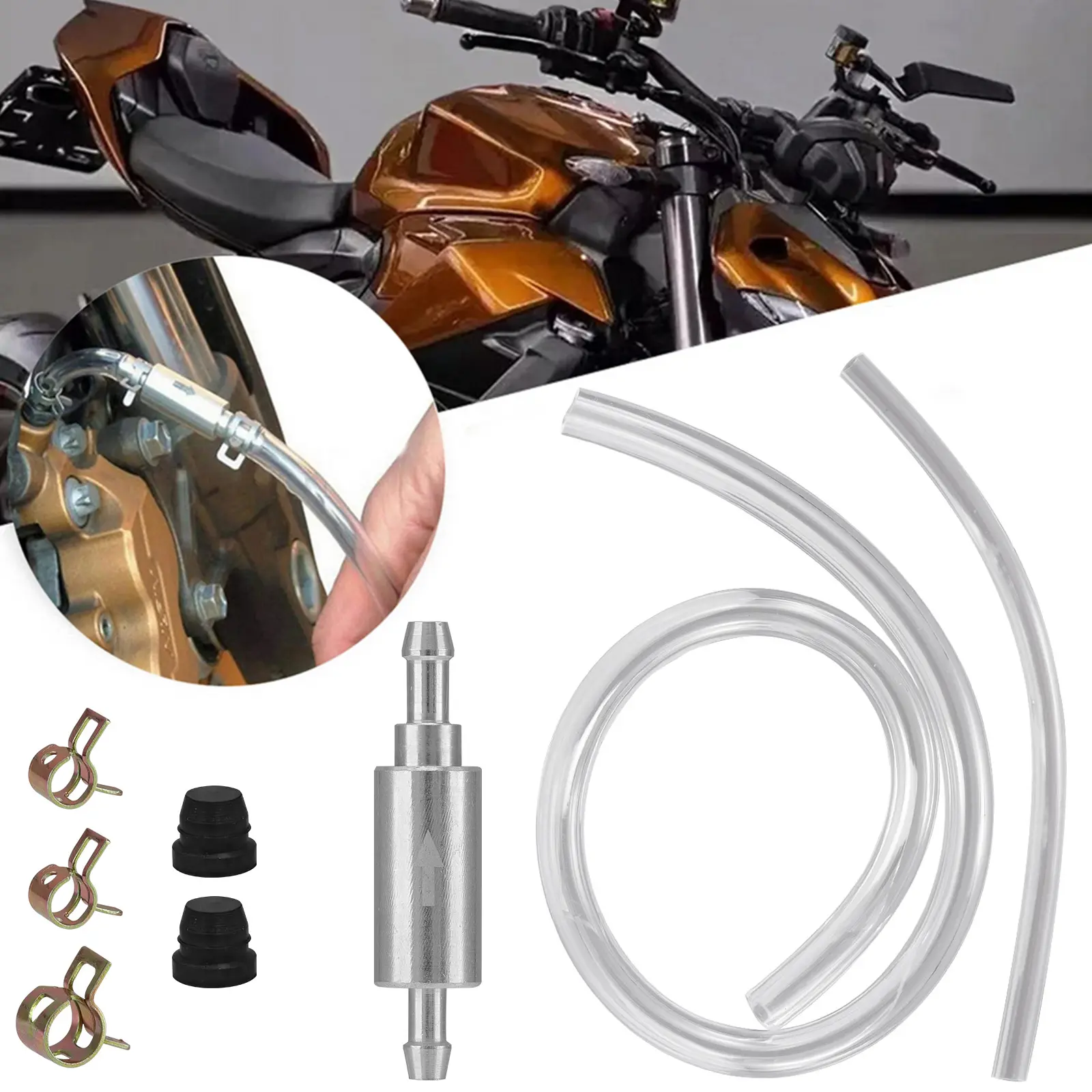 One-Way Check Valve Brake Bleeder Hose - Quick & Easy Brake Bleeding Tool for Motorcycle Portable