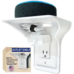 Storage Theory Power Perch Outlet Shelf - Convert Your Outlet into a Shelf - Space Saving Wall Mount for Smart Home Devices & Alexa Holder - Made in USA