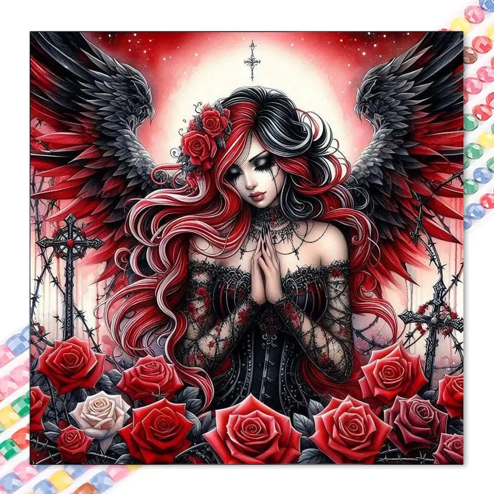5D DIY Full Drill Diamond Painting - Diamond Art Kit Angel Rose Mosaic Canvas DIY Wall Art, Home Wall Decoration