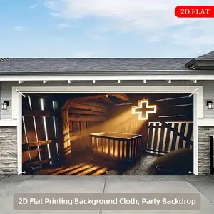 1pc Large Jesus Nativity Backdrop - Extra Long 71x157 Inches (180x400cm) Religious Christmas Decoration, No Electricity Needed, Durable Polyester Fabric for Church, Home, Wedding, Birthday Party Decor - Bethlehem Nativity Scene Indoor/Outdoor Banner,