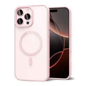 Transparent Pink Black Blue White  Phone Cases for iPhone 12-17 Pro Max Orange  Clear Magnetic Compatible with Magsafe, White Shockproof Cover Protector Cellphone Wireless