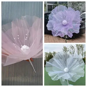 3pcs Giant Colorful Fabric Flowers, 3D Hanging Decorative Blooms, Ideal for Weddings, Parties, Outdoor Events, All-Season Use, Vibrant Colors