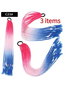 African Braiding Hair Extensions for Women 50g Hand Crocheted Synthetic Box Braids Pre Loop Dirty Braids Ponytail Style Colorful Three Strand Braiding Hair for Natural Looking Protective Styling