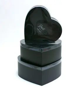 PVC Clear Lid Heart Shape Flower Box Set of 3