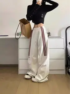 2025 American Streetwear Women’s Sweatpants, Hip-Hop Striped Wide Leg Pants