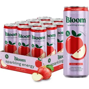 Sparkling Energy Drink - Natural Caffeine, Zero Sugar, 180mg Caffeine - Antioxidant-Rich with Green Coffee Bean, Green Tea Extract, Prebiotics - Crisp Apple - 12oz 12 Pack