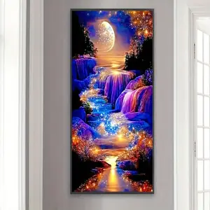 Mysterious River Waterfall Scene Pattern DIY Diamond Arts Colorful Painting Kit without Frame, DIY 5D Diamond Arts Colorful Painting Kit for Home Wall Decor, Diamond Painting Kits