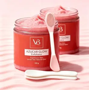VB Azucar Glow Exfoliating Sugar Scrub 100g,Natural Hydrating Facial Cleanser, BrighteningSkin Exfoliant, Deep Clean Pores, Smooth RoughSkin, Improve Dull Tone & Skin Texture | Free Dual Side Brush Included