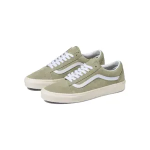 VANS Men's Old Skool Pig Suede Moss Grey Low-Top Lace-Up Casual Trainers - Closed Athletic Sports Shoes, Walking Shoes with Rubber Sole, Sidestripe, Reinforced Toecap Guard, Supportive Padded Collar, All-Season Footwear