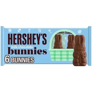 HERSHEY'S Milk Chocolate Bunnies, Easter Candy Packs, 1.2 oz (6 Count)