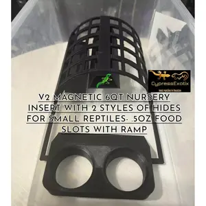 V2 Nursery Insert for Geckos and Snakes With 2 Styles of Magnetic Hides 0.5OZ Food and Water With Ramp, 8 Pre-Installed Magnets