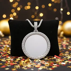 King of Bling's White Round Necklace Pendant with 925 Sterling Silver 27.28ct Cubic Zirconia