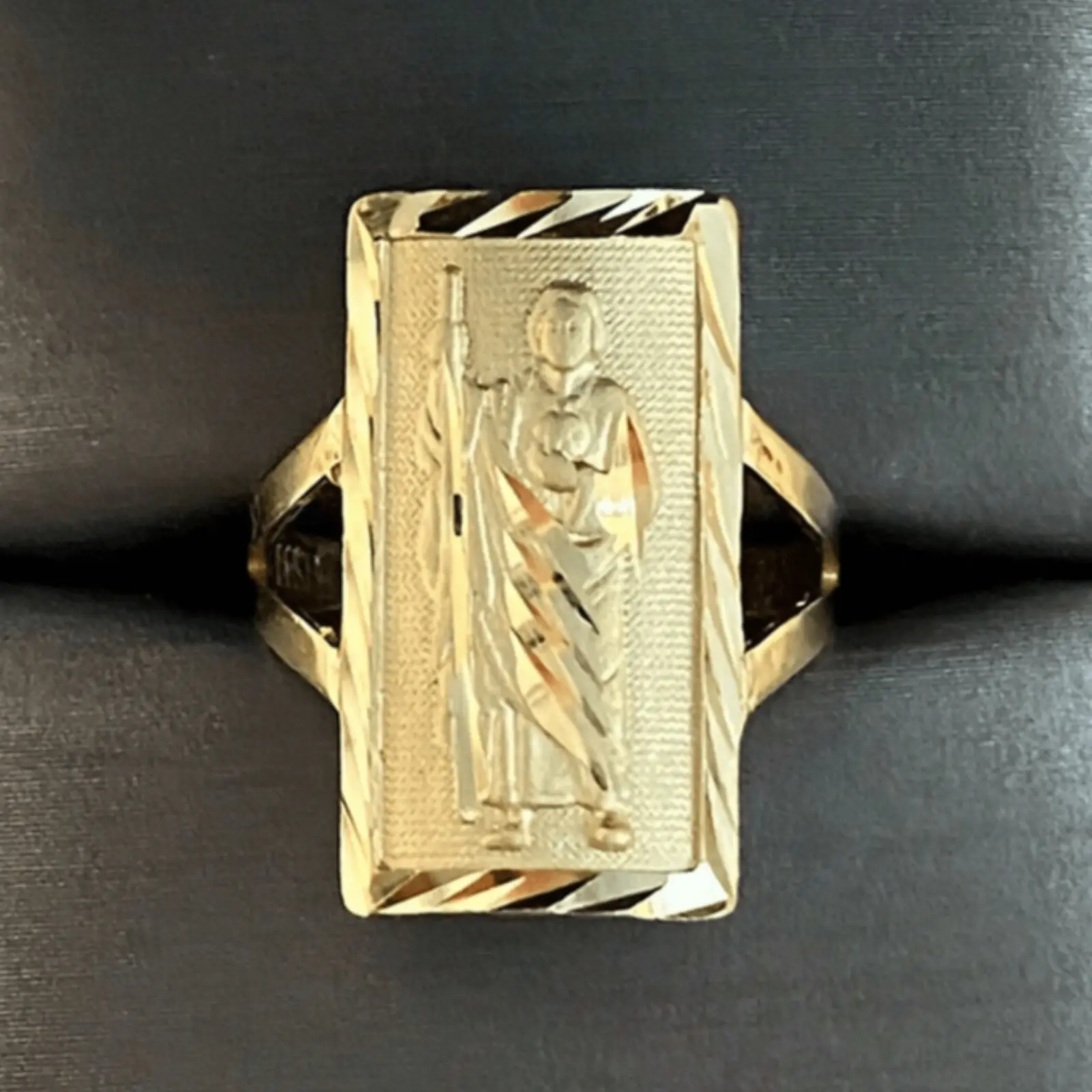 St. Jude Square Ring | 14K Gold Plated Catholic Statement Ring for Men & Women