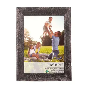 360 Stand Rustic Black Wooden Picture Frame - 12x24 in Rectangular Frame, Farmhouse Style Home Decor for Wall or Tabletop Display, Photo