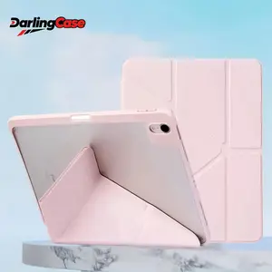 DarlingCase iPad Case with Pencil Holder, Multi-Angle Stand Smart Cover with Auto Wake/Sleep, Clear Transparent Back Shell for iPad Mini 4/5/6/7, Air 1/2/3/4/5/6/7, Pro 11"/12.9"/13", iPad 9.7"/10.2"/10.5"/10.9"/11th Gen 2025, Shockproof Protective Case