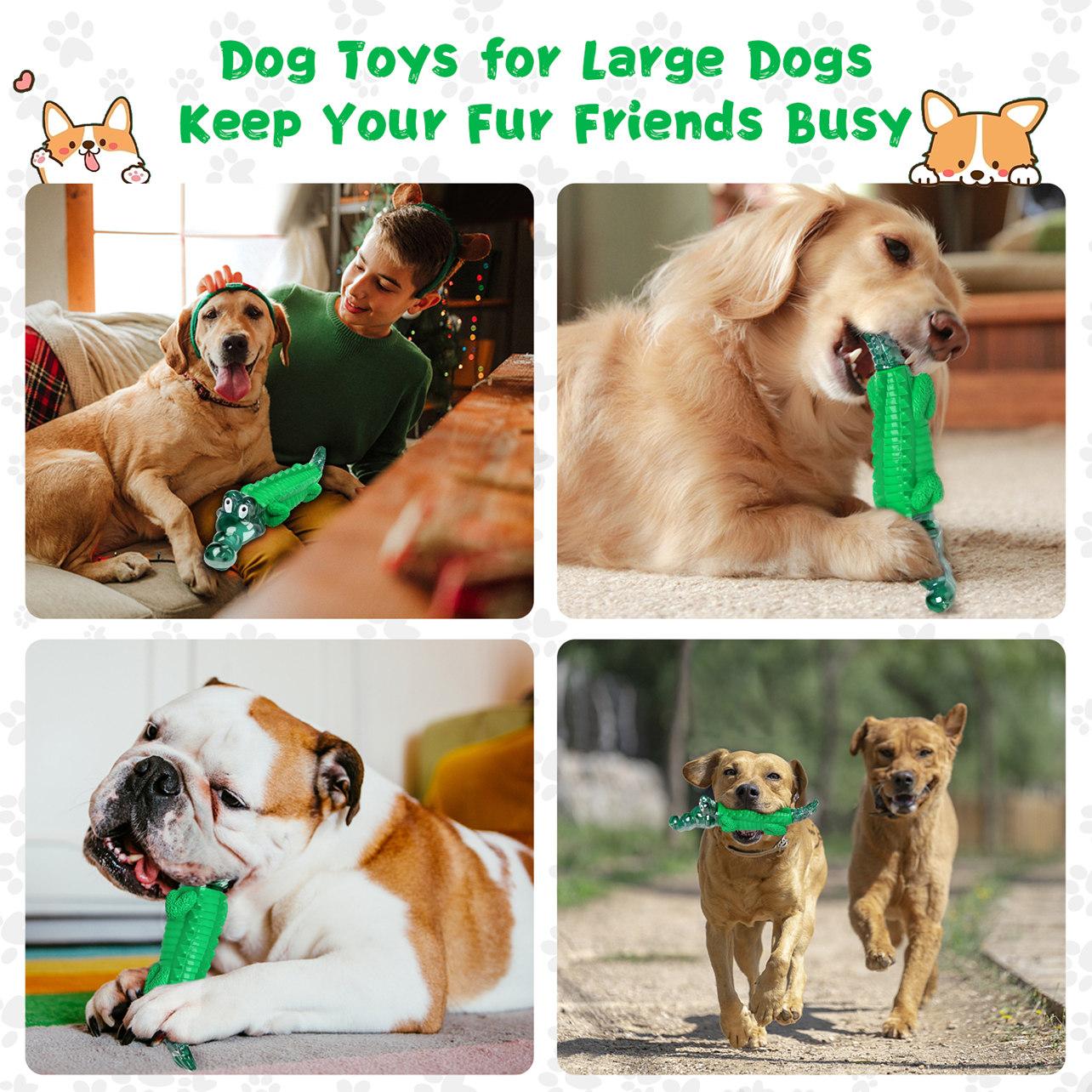 Fuufome Ultra-Rubber Hard Crocodile Chew Bone for Aggressive Chewers - Durable Dog Toy, Mouth Cleaning, Anxiety Relief for All Sizes & Breeds