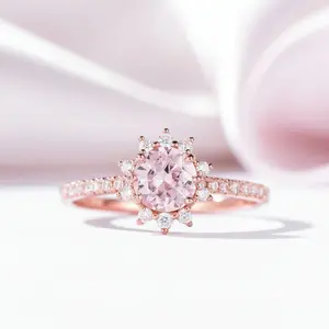 10k Rose Gold Morganite Gemstone Engagement Ring