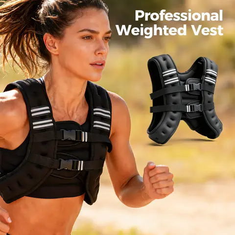 Unisex 20lb Adjustable Weighted Vest - Rucking Design Fitness Equipment for Resistance Training, Custom Fit, Detachable Phone Pouch, T/R Stripe, Portable for Running & Home Workouts, Weighted Vests Women, Versatile Use