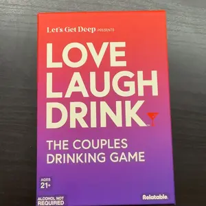 Love Laugh Drink by Relatable. A Fun Couples Drinking Games For Adults, Romantic Couples Games for Date Night Ideas, and Sexy Card Game.