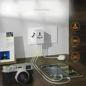 65w Global Travel Adapter Plug, 1a3c Multi-Port Fast Charging Universal Power Converter, Compatible with Uk Us Eu Au Sockets