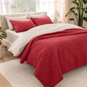Oversized Quilted Coverlet Set by Bare Home - Twin/Twin XL Red