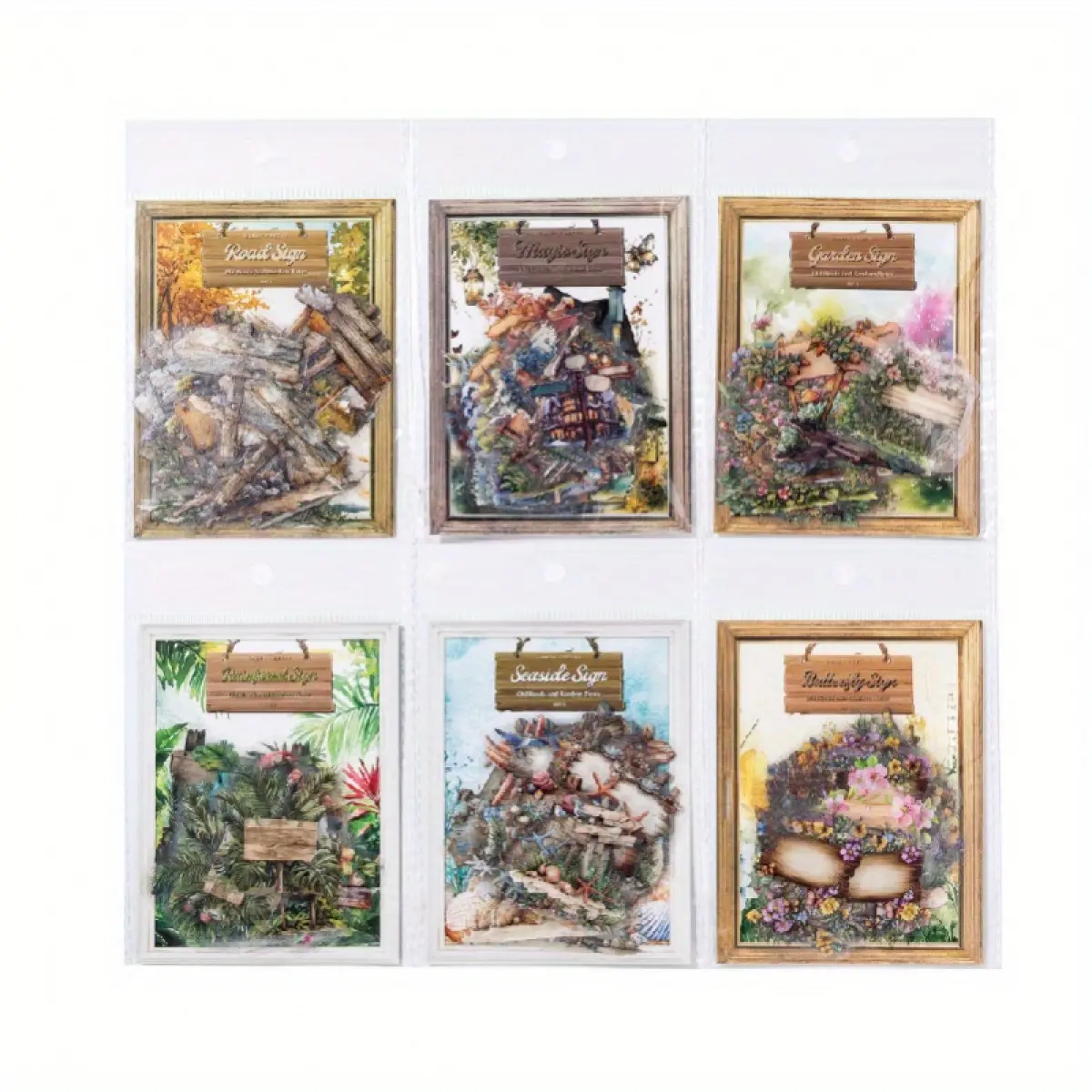 240 Retro Street Sign-Style PET Waterproof Stickers Pack, Garden & Rainforest Themed Labels for DIY Notebook Decoration, Scrapbooking Set Supplies