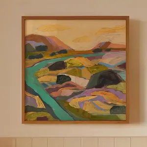 Abstract Southwest Landscape Art Print: Colorful Desert River, Big Bend Inspired | Unframed Q