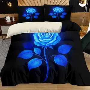 Rose Pattern Bedding Set, Including 1 Count Duvet Cover & Pillowcase without Filler, Soft Comfortable Bedding Set for Home Bedroom