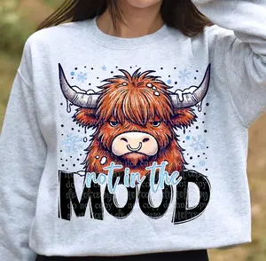Not in the Mood Cow DTF Transfers - THIS IS NOT A SHIRT