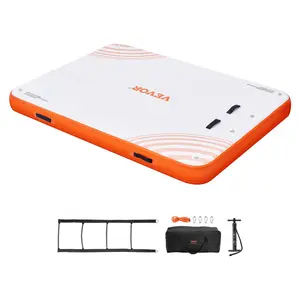 VEVOR Inflatable Floating Dock,  , 10 x 8FT Inflatable Dock Platform, Non-Slip Water Floating Dock Mat with Detachable Ladder & Portable Carrying Bag, Floating Platform Island Raft for Ocean Pool Beach