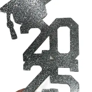 2025 graduation Topper - available in Gold, silver glitter, and Black Designed for Floral Bouquets, Cake topper, or Graduation Party Center Pieces Decoration
