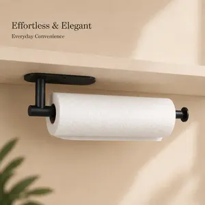 Wall Mounted Paper Towel Holder – Self Adhesive Stainless Steel Kitchen Roll Holder