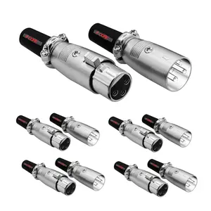 5Core XLR Connector Male Female to 1/4 Audio Jack 3 Pin Secure Mic Plug w Locking Ends
