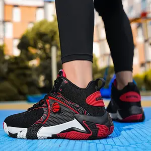 UYCEKK Men'S Breathable Basketball Shoes with High-Elasticity Rubber Sole, Low-Top Lace-Up Design & Cushioned Arch Support - Black/Red Athletic Sneakers for Training, Running, Casual Wear - All-Season Comfort, Durable -like Insole & Non-Slip Traction - N