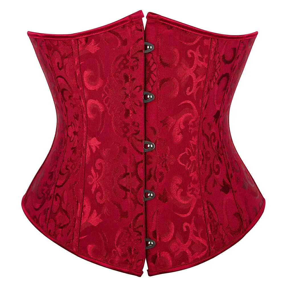 Women's Lace Up Boned Corset Jacquard Brocade Waist for Women Black Corset Top Halloween Costumes Party Outfit Womenswear Clothes Floral Design 9427-D1