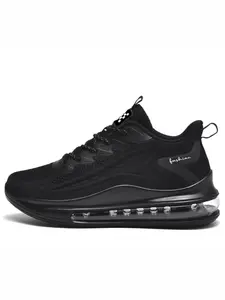 Lightweight Cushioned Running Shoes for Men, Breathable Flyknit Mesh, Thick Sole Shock Absorption, Ideal for Students and Fitness Tests, Breathable Running Sneakers