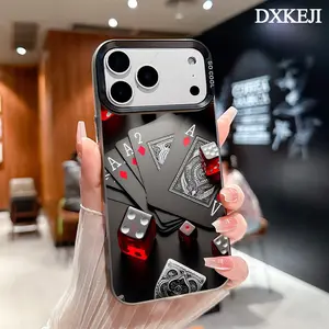 Black playing cards and dice Pattern Trendy Phone Case for iPhone 17 16 Pro Max 15 Plus 14 13 12 11 Air Plus Shockproof Anti-Scratch Durable TPU Back Protective Cover Cellphone Casing