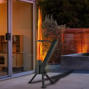 Wood Pellet Fire Pits for Outside Portable Wood Pellet Heater Painted Stainless Steel Outdoor Fire Pit for Backyard Patio Rocket Stove Matte Black