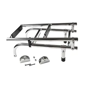 MARINE CITY 2 Plus 2 Step Foldable Boarding Ladder 304 Stainless Steel Non Skid Steps Rust Resistant for Boats Ships and Marines