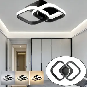 Modern Senior Ceiling Chandelier, Square 2 Head Modern Ceiling Lamp - Black Frame, Non-dimmable, 60W/ 220-240v, for Your Interior Decoration Beautiful, Bedroom/ Living Room/ Exhibition/ Can Be Used, Applicable Room Area 6-10 Square.