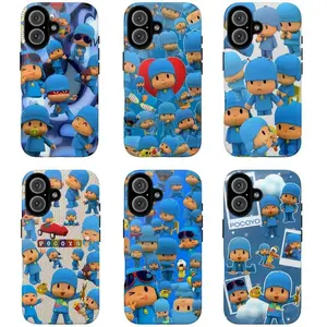 Pocoyo Adorable Kawaii Blue Cartoon Character Tough Phone Case, Fun Aesthetic Protective Cover & Perfect Gift for Kids & Fans, for iPhone 11, 12, 13, 14, 15, 16, 17 Pro Max Plus