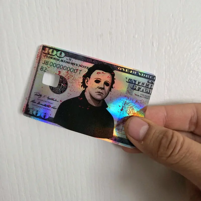 Custom Debit Card Sticker with Holographic Michael Myers Design for Unique Personalization