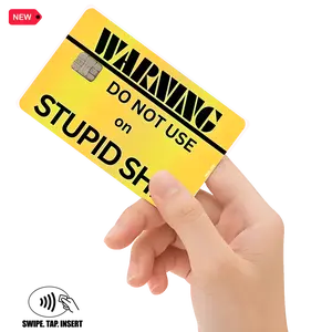 WARNING Do Not Use On Stupid Holographic Debit Credit Card Decal Adhesive Stickers Waterproof Premium Quality Custom Orders Available Easy Application Durable Material Funny Meme Gift