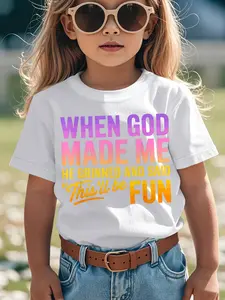 Kids' 100% Cotton Graphic Fashion Tee - Regular Fit, Geometric Print, Comfortable Round Neck White Athletic Top for Boys and Girls