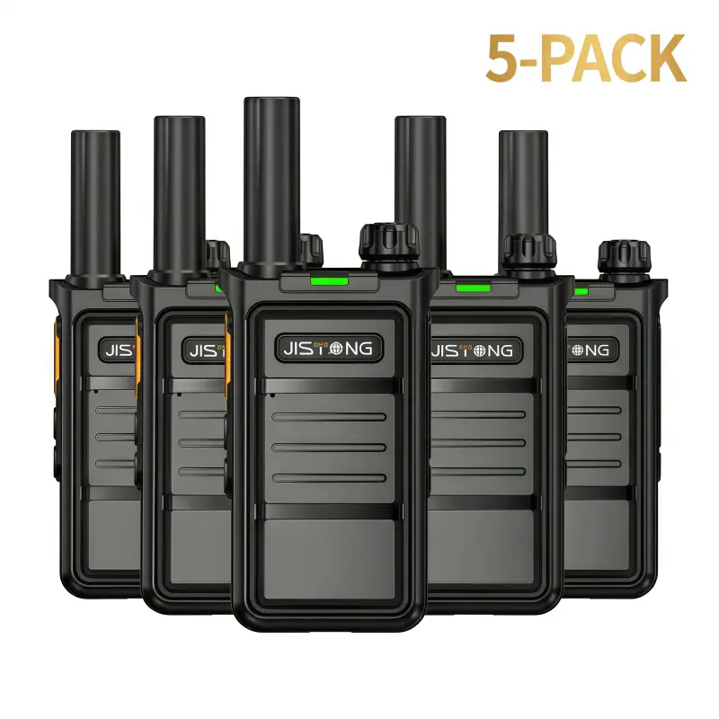 JISTONG T1 Walkie Talkie 5-Pack - 2W High Power Long Range 2-Way Radios with 1500mAh Rechargeable Lithium Ion Batteries, Sturdy Crystal Clear Audio for Security, Hotel Use