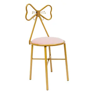 Girly Style Butterfly Backrest Chair Light Pink 100kg Load 78cm Height for Salon Nail Shop Party Wedding Living Room Soft Seat Cushion Easy to Assemble