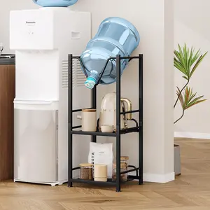 5 Gallon Water Jug Holder Bottle Organizer 3-Tiers Water Dispenser Rack with Storage Shelves for Kitchen,Office,Living Room Metal Steel